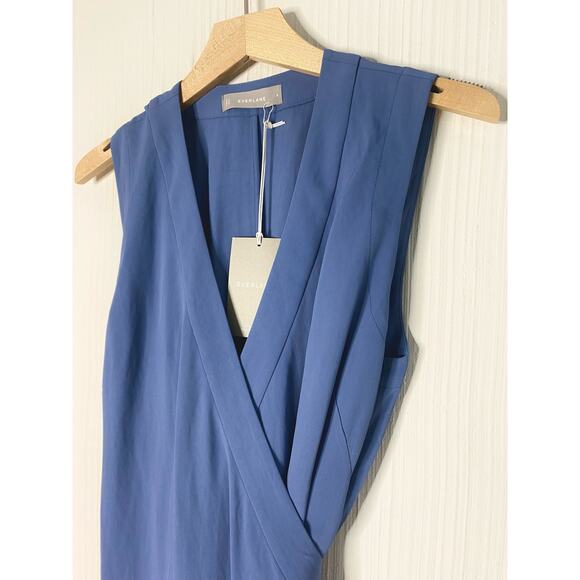 EVERLANE EVERLANE Japanese Goweave Midi Wrap Dress Dusty Blue NWT US 8 - Picture 9 of 14